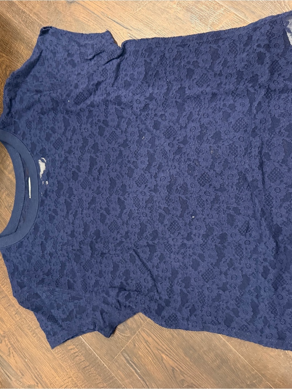 aerie Navy Floral Lace Short Sleeve Tee